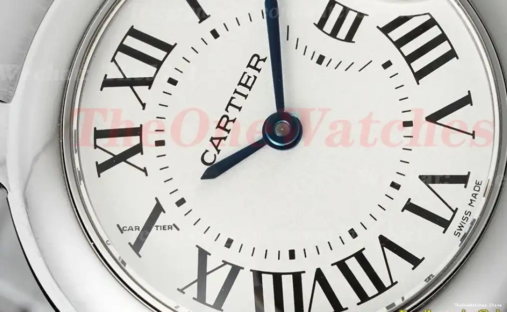 White SS Bleu De 28mm Cartier AF Ballon SS Dial Quartz 0317