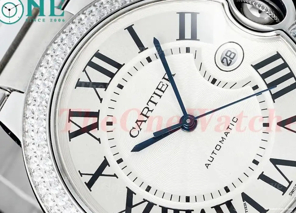 Dia White A2824 Cartier Bleu SS De AF SS 42mm Dial Ballon 0318