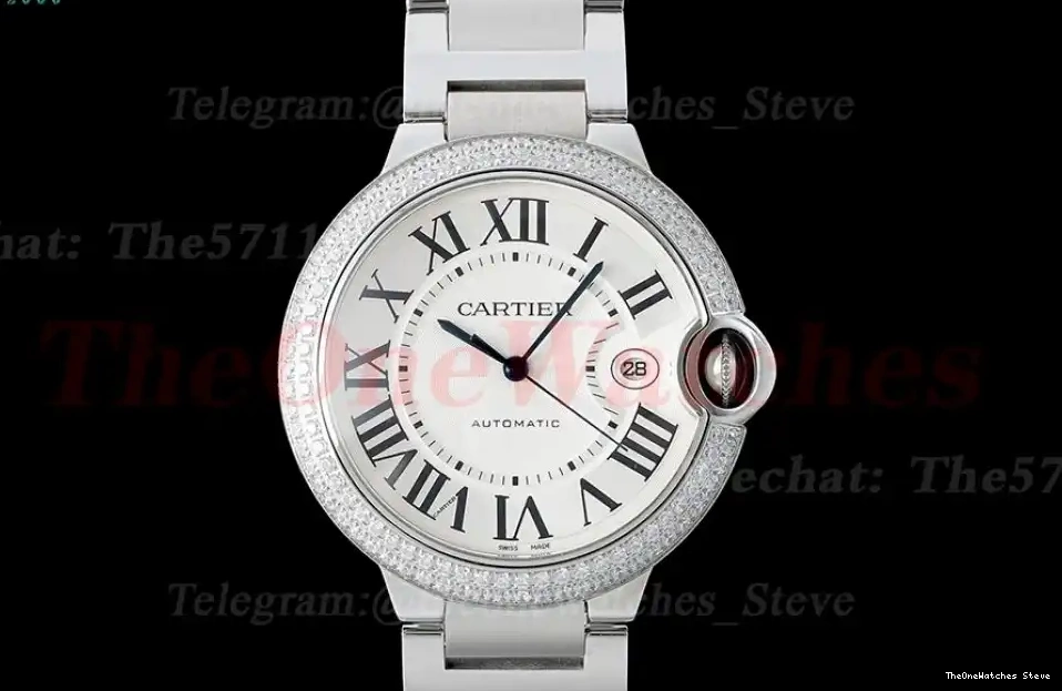 Dia White A2824 Cartier Bleu SS De AF SS 42mm Dial Ballon 0318