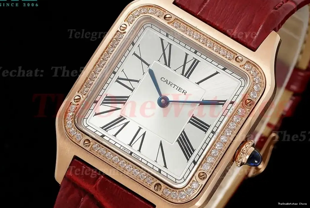 Silver Santos Dumont RG Dia Red Quartz Dial LE AF 0320