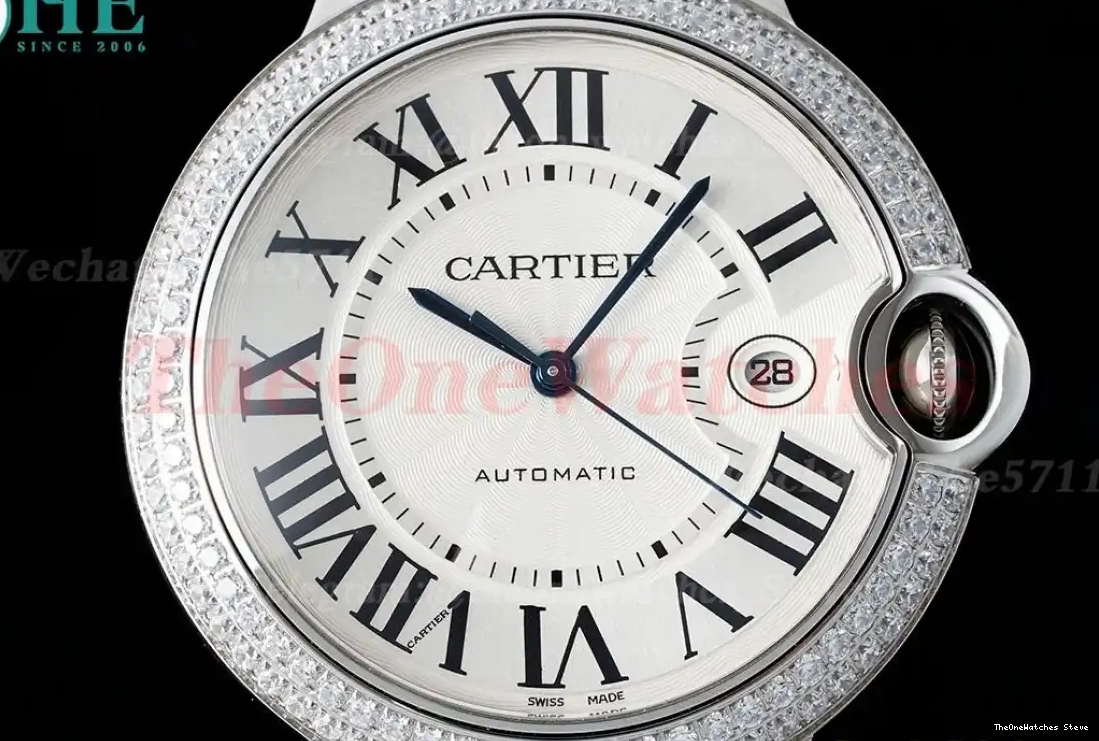 Dia White A2824 Cartier Bleu SS De AF SS 42mm Dial Ballon 0318