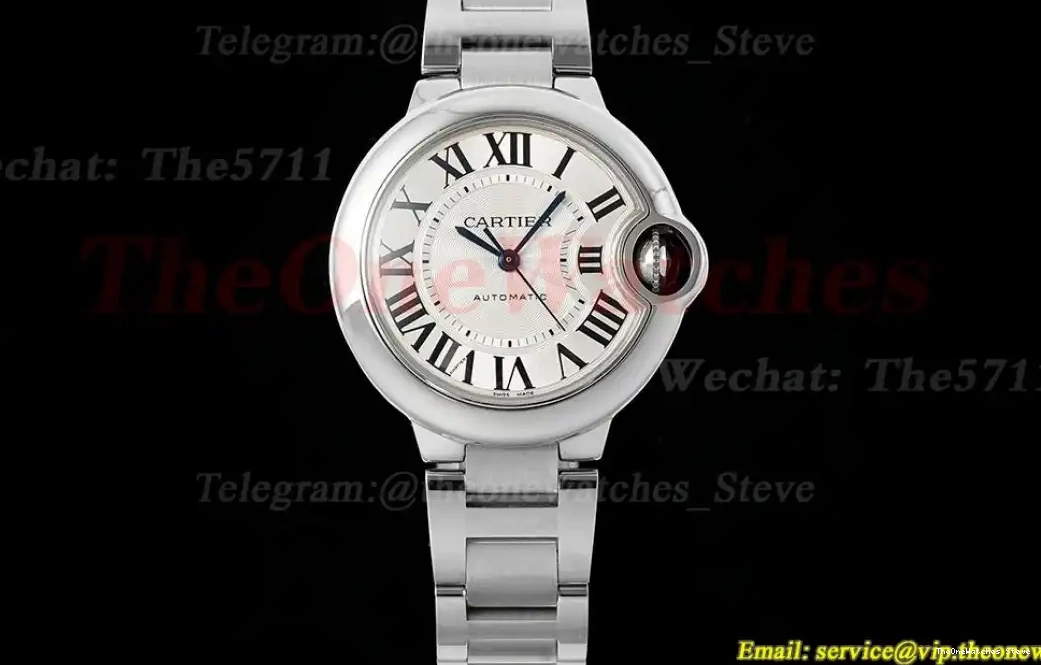 Cartier A076 Ballon Bleu SS V6F White 33mm Dial SS De 0316