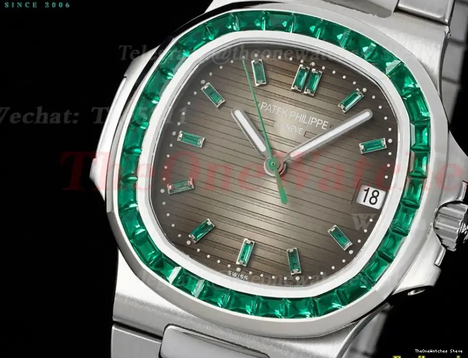 SS diamonds Nautilus Green 40mm 324SC 5711 SS GRF  Dial Grey 0320