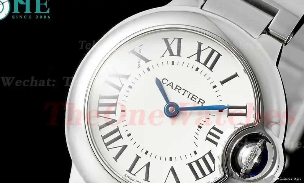 White SS Bleu De 28mm Cartier AF Ballon SS Dial Quartz 0317