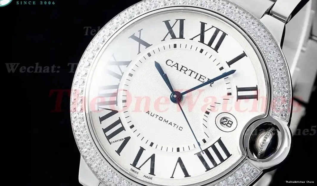 Dia White A2824 Cartier Bleu SS De AF SS 42mm Dial Ballon 0318