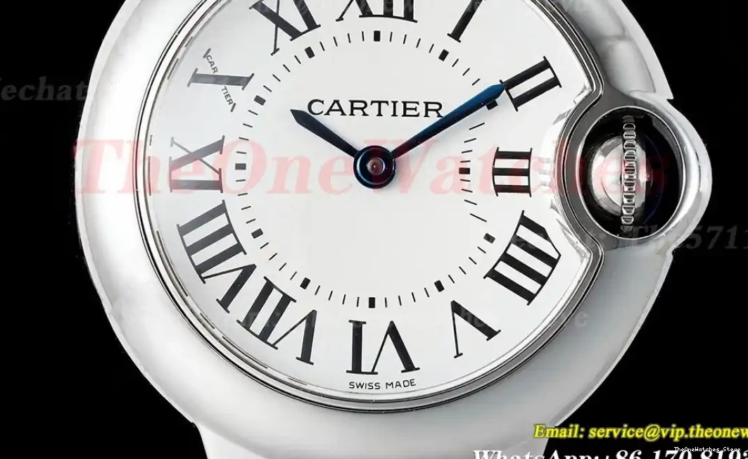 White SS Bleu De 28mm Cartier AF Ballon SS Dial Quartz 0317