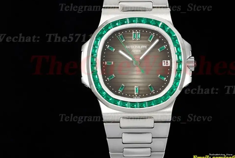 SS diamonds Nautilus Green 40mm 324SC 5711 SS GRF  Dial Grey 0320