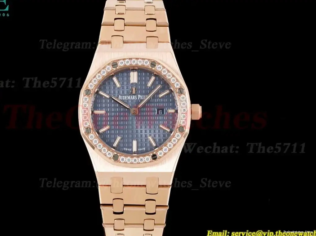 8F  RG 33mm Oak Ladies Quartz Swiss Royal RG Dial Blue 0314